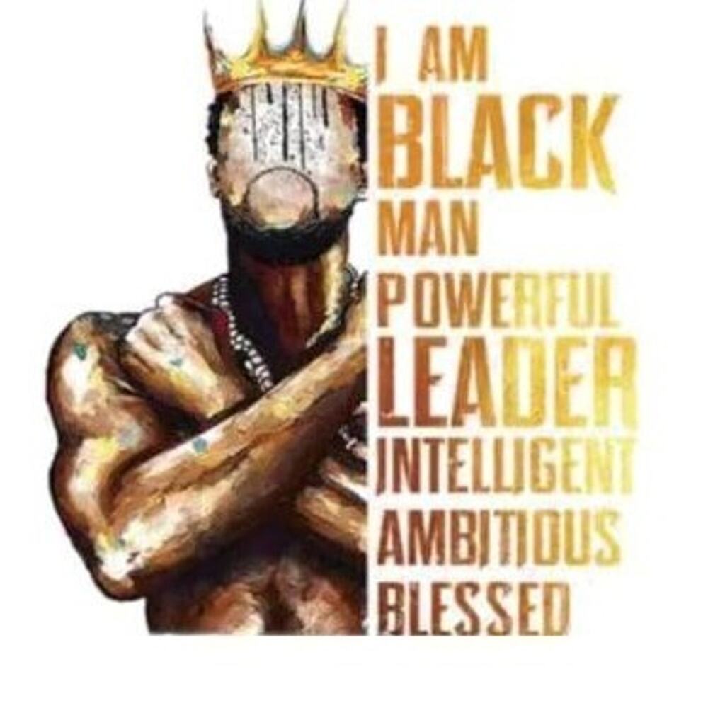 I AM Black Man Powerful Leader  Design Trendy Iron-on Heat Transfer